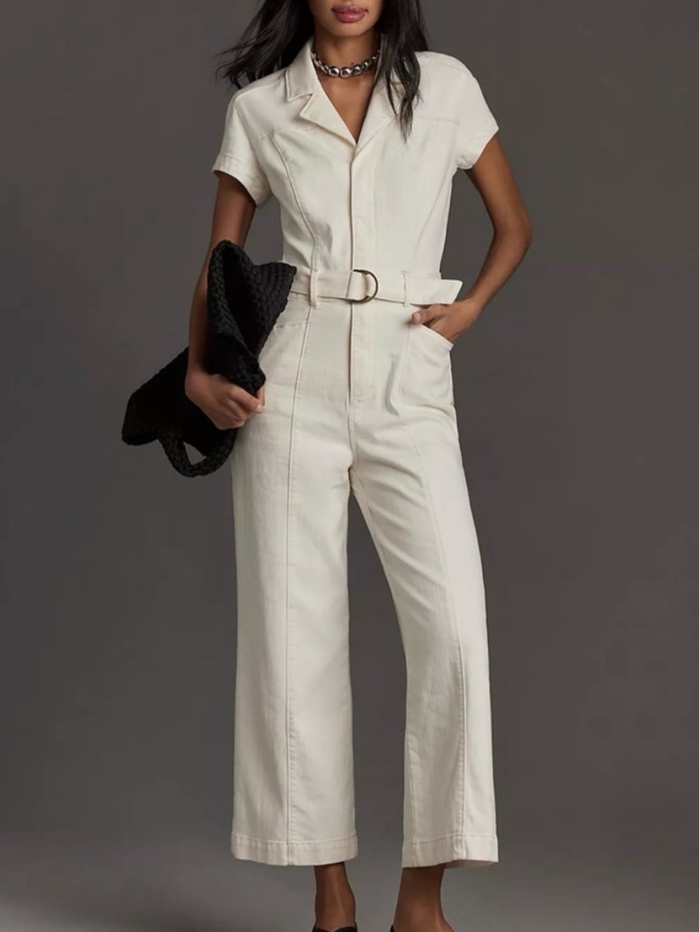 Paige Anessa white denim jumpsuit